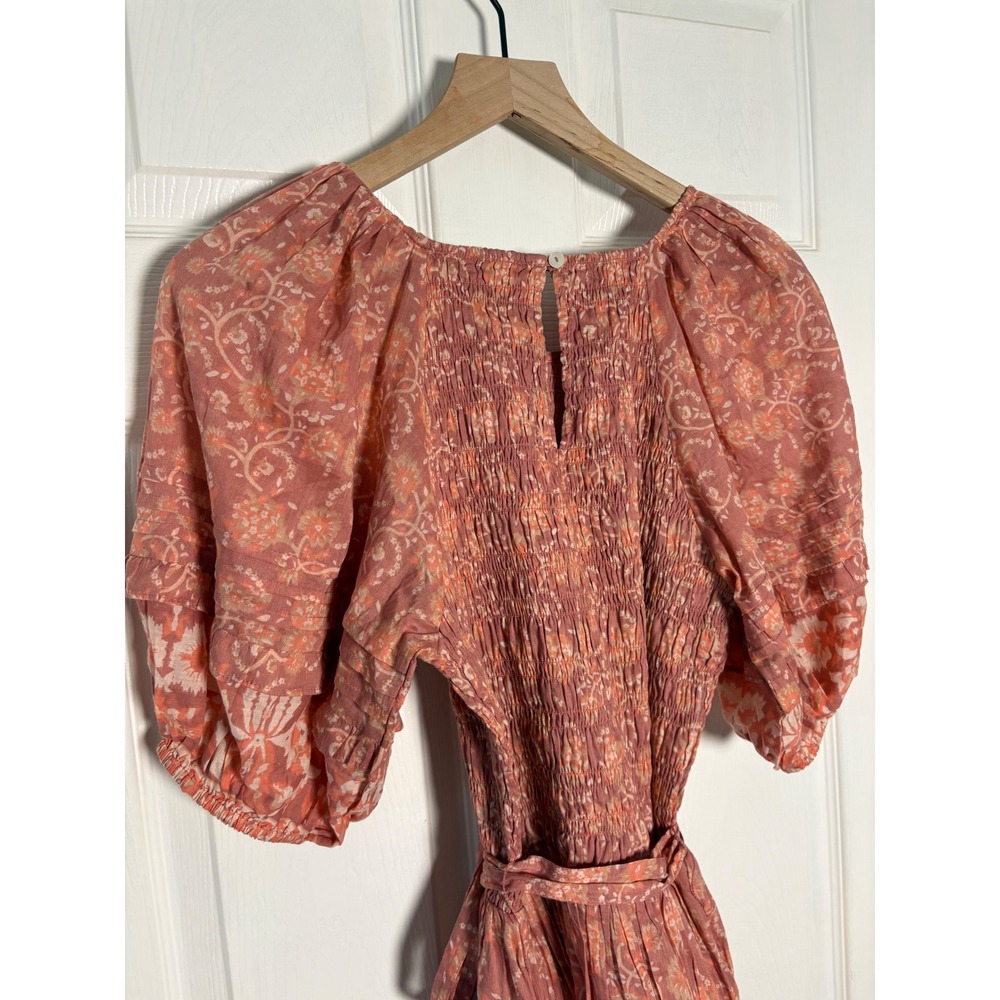 Cleobella Terracotta Floral Organic Cotton Mini Dress Medium - Picture 3 of 7